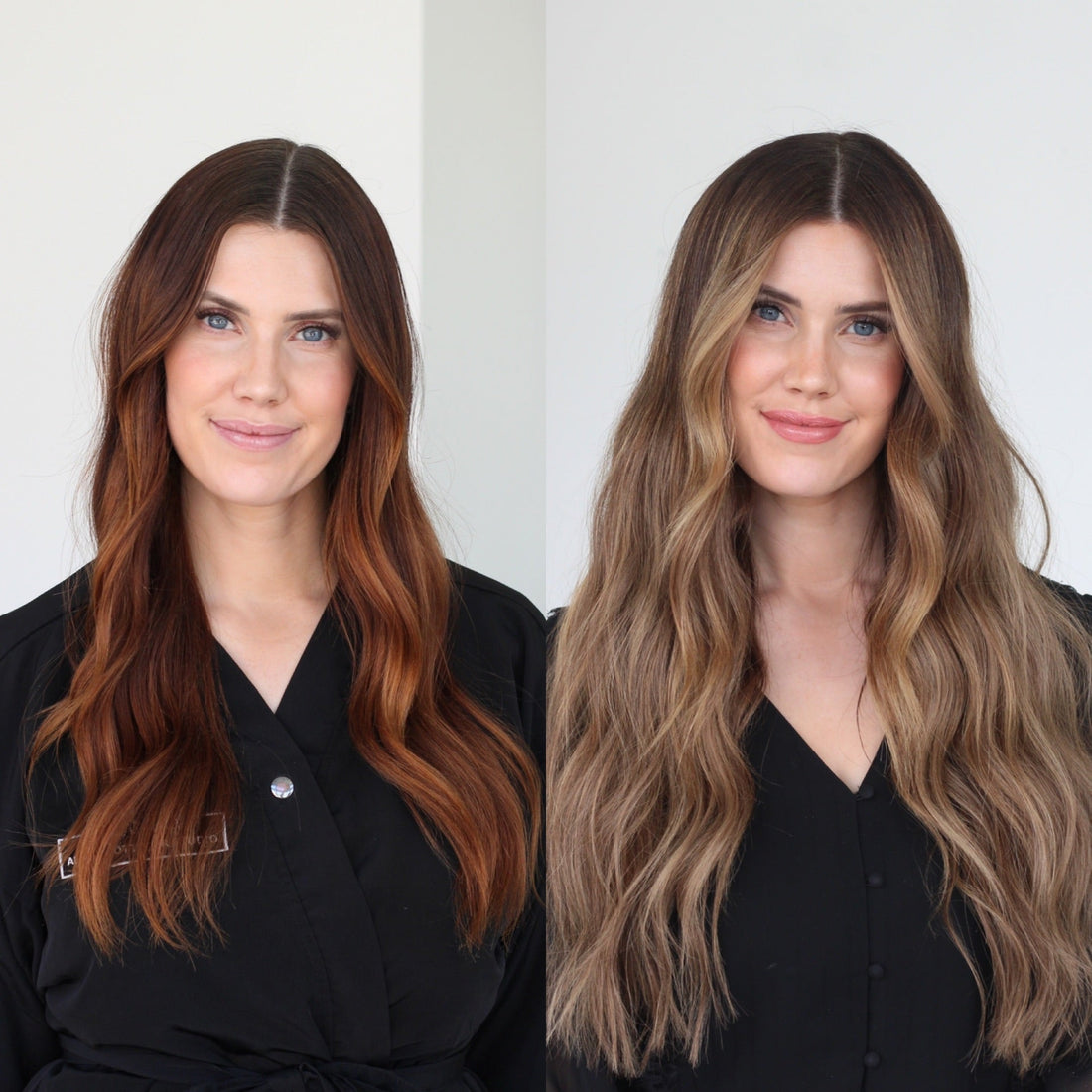 Color correction hair extension transformation 